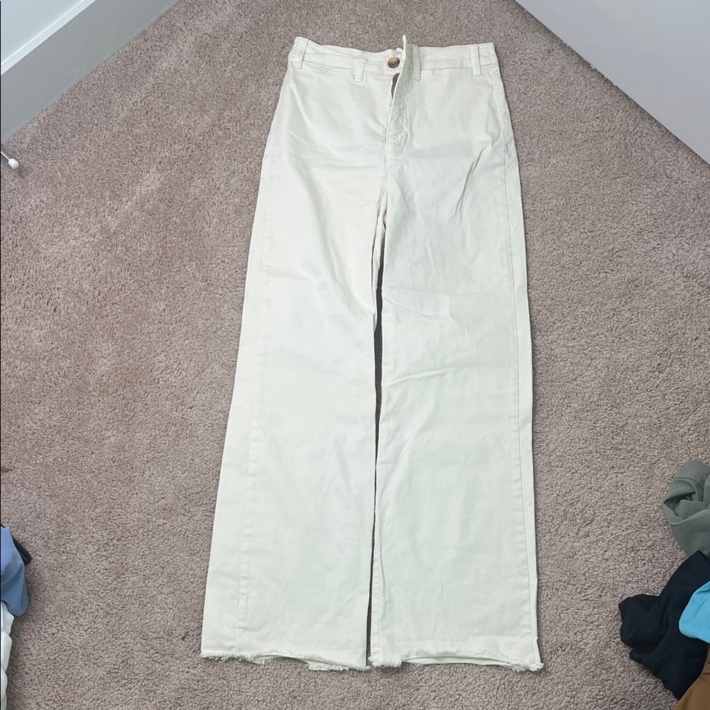 Marine Layer Wide Leg High-Rise Cream Jeans